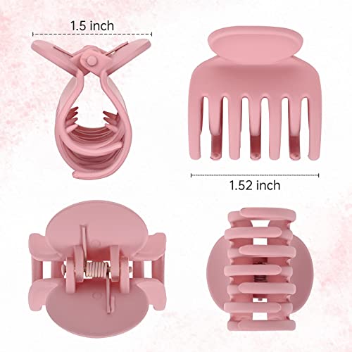 DEEKA Hair Clips Small Claw Clips for Thin Hair 4 Pack Double Row Teeth 1.6" Medium Matte Non-slip Short Hair Accessories for Women and Girls -Green Blue Pink - color: Matte Color B, size: 4 Count (Pack of 1)