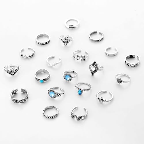 INENIMARTJ Gold Toe Rings for Women, Vintage Style Open Ring Set, Adjustable Summer Beach Foot Jewelry - color: A:20pcs