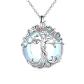 TOUPOP Tree of Life Necklace Gifts for Women 925 Sterling Silver Family Tree Pendant with Crystal Birthday Irish Jewelry Gifts for Women Her Wife Mom - color: 04-White Gold-Moonstone