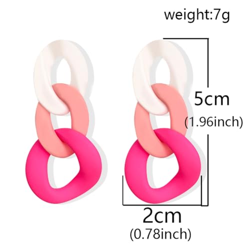 Charm Elegant Hollow Color Chain Acrylic Geometric Temperament Dangle Drop Earrings Bohemian Minimalist Hypoallergenic Jewelry Gift - color: White Pink Pink