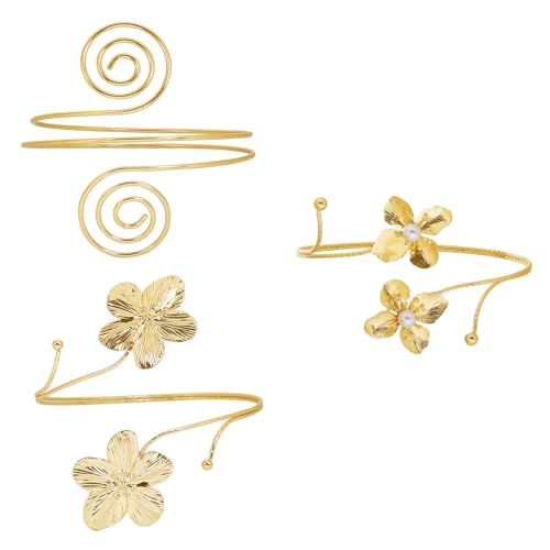 AIBFRID 3 Pcs Arm Cuff Jewelry for Women Adjustable Arm Cuff Bangle Band Armlet Upper Arm Cuff Bracelet - color: Blossom