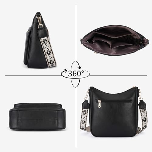 KITEVIUN Medium Crossbody Bags for Women Trendy, Women's Butterfly Shoulder Handbags with Tassel - color: 007-black