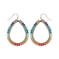 Bohemian Boho Teardrop Dangle Drop Earrings for Women – Delicate - Handcrafted Wire Wrapped Colorful Faceted Glass Beads – Gold Plated – with Gift Box Included - color: Rainbow Multi