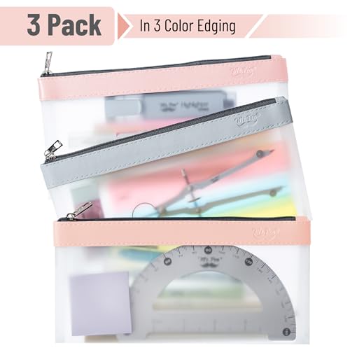 Mr. Pen- Clear Pencil Pouch, 8.50"x4.25", 3 Pack, Durable TPU Material | Medium Water-Resistant Pencil Bags with Smooth Zipper, Multipurpose Clear Pouch for Stationery, School, Office - color: Earth Tone, size: 3 Pack, Medium