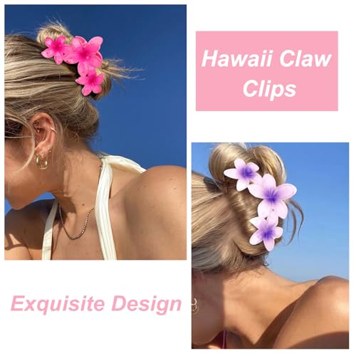ANBALA 4PCS Hair Clips Flower Hair Clips for Women Large Claw Clips for Thick Hair Strong Hold Non-slip Hawaii Flower Hair Clip for Women Girls (Colorful) - color: Multi-colored-E