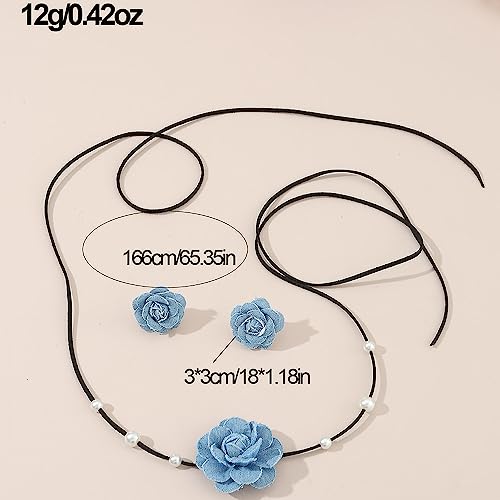 Large Denim Earrings for Women Blue Boho Westen Flower Dangle Earrings Trendy Birthday Christmas Jewelry Gift - color: A-Flower Set