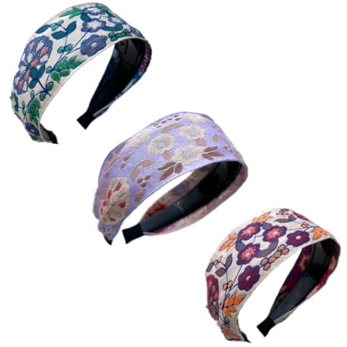 Twist Hard Headbands for Women Knotted Head Bands for Women's Hair Floral Boho Headbands Twist Knot Stylish Headband for Women (3Colors, Wide Style, One size fits most) - color: 3Colors, Wide Style