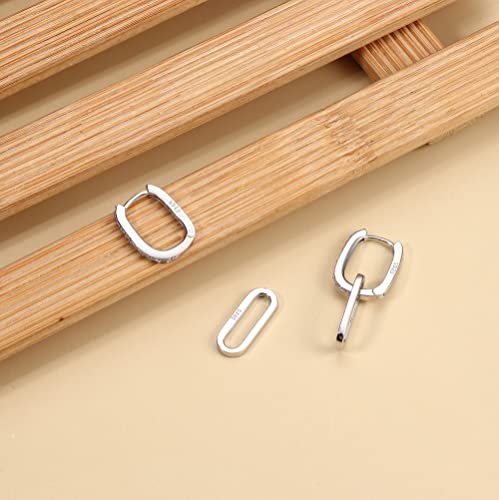 MILACOLATO 925 Sterling Silver Hoop Earrings for Women 18K Gold/Rhodium Plated Drop Dangle Hoop Earrings with Charms Cross Spike Moon Star Paperclip Link Statement Earrings Convertible Link Huggie Earrings Hypoallergenic - color: Silver Tone : Hoop with C