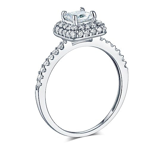 14k Yellow OR White Gold SOLID Wedding Engagement Ring and Wedding Band 2 Piece Set - color: White Gold