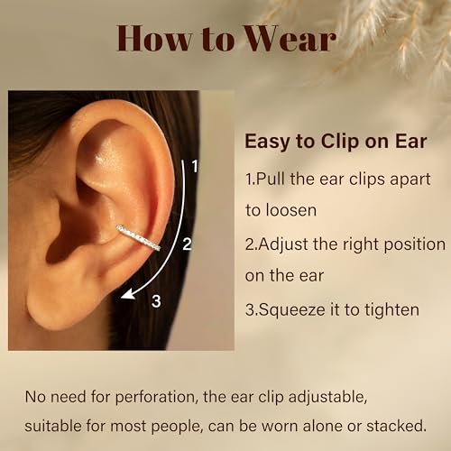 LOYALLOOK Ear Cuff Earrings for Women 14K Gold Plated Ear Cuffs Non Piercing Clip on Cartilage Earring Trendy Fake Earrings Hypoallergenic Huggie Hoop Clip Cuff Earring Lightweight - color: gold--simple A