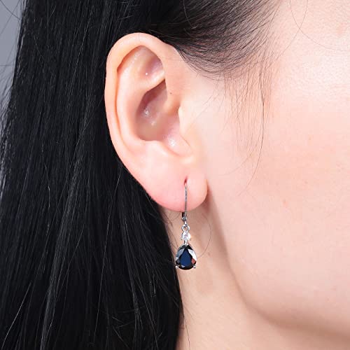 CiNily Teardrop Leverback Dangle Earrings for Women Hypoallergenic 14K Gold Plated Cubic Zircon Drop Earrings Fashion Crystal Earrings for Girls Jewelry Christmas Gifts - color: White Gold-Black CZ