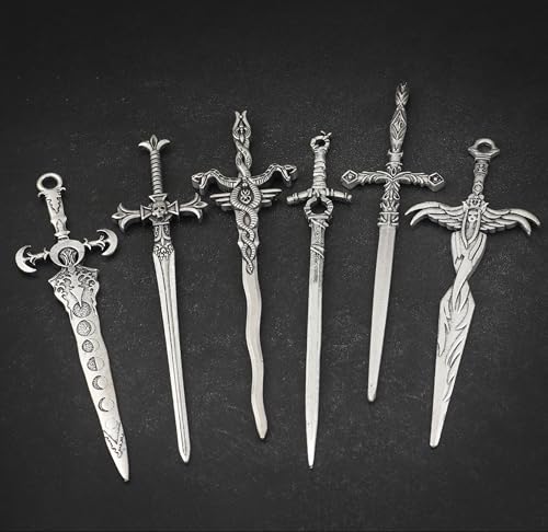 6PCS Sword Hair Pins for Women, Metal Hair Sticks Set, Decorative Hair Pins for Bun Updo, Fantasy Gothic Medieval Renaissance Hair Accessories, Hair Sticks for Long Thick Hair - color: Design-10