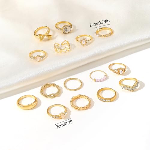 GYRMMUE Gold Rings Set Stackable Cubic Zirconia Knuckle Rings Irregular Geometric Ring Sparkle Star Moon Butterfly Rhinestone Rings Set Vintage Boho Joint Finger Midi Ring for Women - color: Gold2