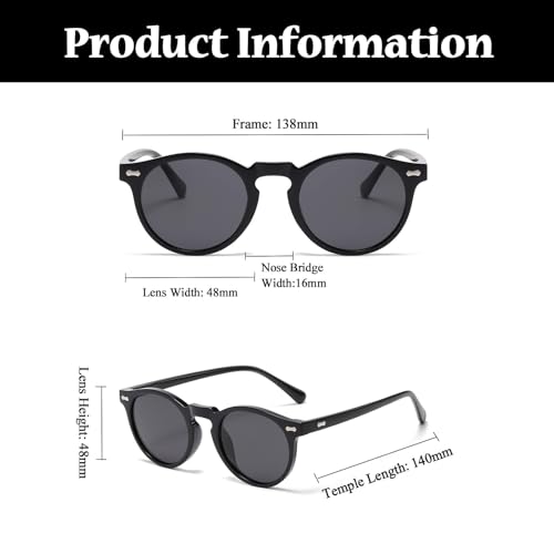 LJCZKA Round Polarized Sunglasses for Men Women Retro Small Face Sunglasses Polarized Vintage Sun Glasses UV400 Protection - color: Olive Green Hawksbill Green