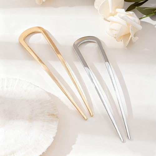 2 PCS U-Shaped Large 5.5 Inch metal hair pin,french hair pin,french hairpin,u pins for hair bun,hair pins for styling,hair pins for thick hair,bun pins