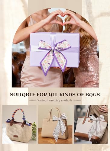 CHLINS 4PCS Satin Head Scarf for Women, Neck Hair Purse Handbag Accessory Fashion Versatile Thin Long Strip Scarf - color: Khaki