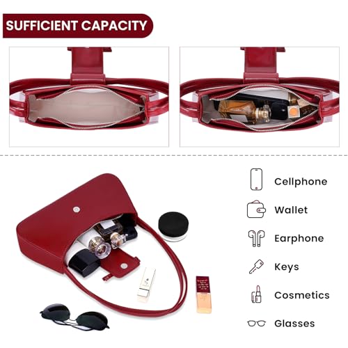 Shoulder Bags for Women Coquette Bow Purse Y2k Bag Small Cute Purses Mini Hobo Handbag Faux Leather Shoulder Purse - color: Red