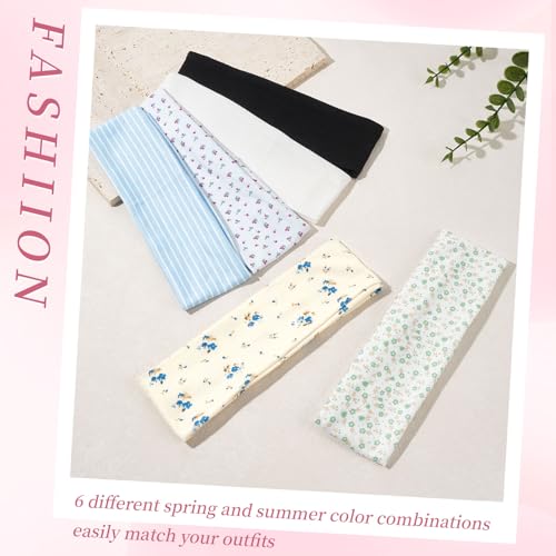 QIUTIMIY Headbands for Women Non Slip - 6 Pack Soft Stretchy Cotton Hair Bands for Women’s Hair – Fashion Sports Headbands for Yoga, Workout, Running, Gym, Daily Wear（Style 2） - color: Style 2