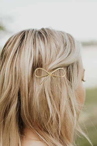 4Pcs Metal Bow Hair Clips: Chic Minimalist Hairpins and Barrettes for Women and Girls - Stylish Gift Set - color: Gold