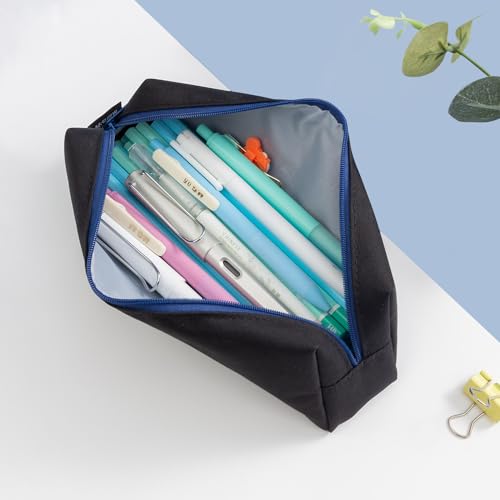 M&G Pencil Case, Large Capacity Pencil Pouch Multi-Use Pencil Case Organizer, Portable Pencil Bags Nylon with Zipper for Makeup Brush Teen Boys Girls Office School (Black)