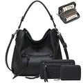 lapsting Hobo Bags for Women Handbags Purse Ladies Boho Shoulder Bag Crossbody Purses Faux Leather - color: E - 14inch Black - Black Metal