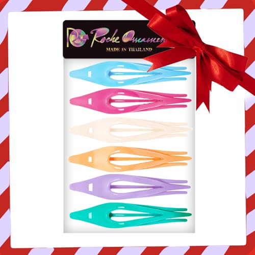 RC ROCHE 6 Pcs Flat French Claw Hair Clips For Women Thick Curly Hair Barrettes Duckbill Concord Side Slide Extra Hold Curved Eyelet Strong Hold Grip, Medium Pastel Multicolor - color: Candy