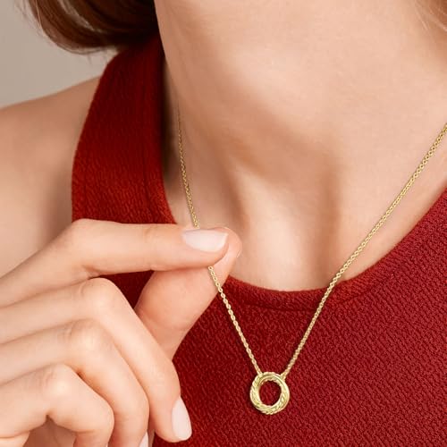 14K Gold Necklaces for Women Gold Pendant Necklaces for Women Knot Necklace Round Braided Pendant Blend of Style and Sophistication Dainty Circle Pendants for Womens Trendy