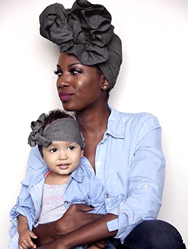 HOMELEX Head Wraps Turbans Stretch Jersey Knit Headwraps Wrap Turban Scarf Tie for Women - color: Gy
