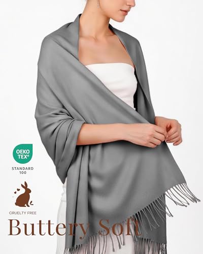 FURTALK Pashmina Shawl Wraps for Women Evening Dresses Blanket Scarves Fashion Scarf Wedding Gifts - color: Lightgrey
