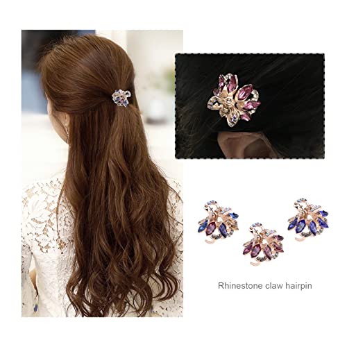 SING F LTD 6pcs Vintage Metal Rhinestone Hair Claws - Small, Colorful, Non-slip Jaw Clips for Women & Girls