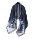 Jeelow Silk Blend Floral Fashion Scarf Shawl Wrap Lightweight Sheer For Women Floral Embroidery Wedding Party Prom - color: Blue Graffiti
