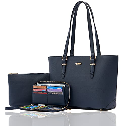 Purses And Wallets Set For Women Work Tote Satchel Handbags Shoulder Bag Top Handle Totes Purse With Matching Wallet - color: A5-3pcs/Set Darkblue