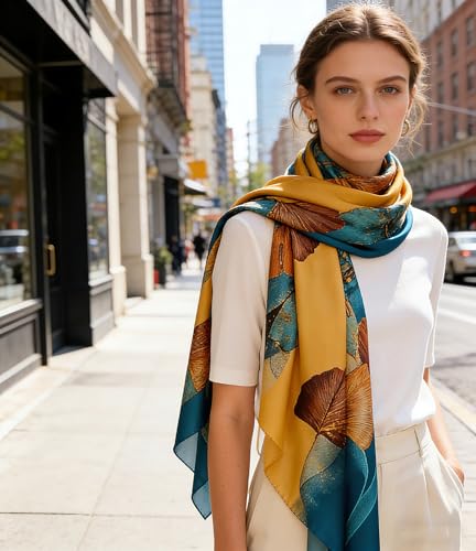 Silk Scarf Mulberry Silk Fashion Scarves Long Lightweight Shawl Wrap … - color: W44