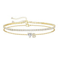 Gold Initial Ankle Bracelets for Women Waterproof 14K Gold Filled Layered Anklets for Women Non Tarnish Women's Anklets Adjustable Large Ankle Summer Beach Foot Jewelry - style: Gold-B