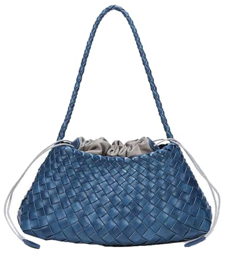Woven Hobo Bags for Women Suede Woven Tote Bag Trendy Bucket Purse Underarm Shoulder Bag Vintage Tote Handbag Clutch Purses - color: Blue