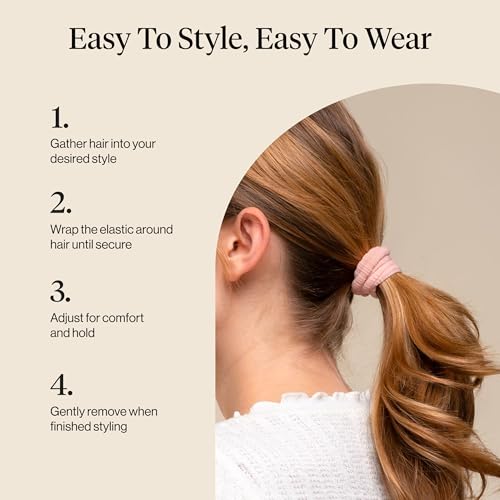 Kitsch Ribbed Hair Ties No Damage - Strong, Stretchy & Snag-Free Hair Bands | Soft Fabric Ponytail Holders, Stylish Elastics for Everyday Hairstyles | Ideal Gifts for Women - Blush, 10pcs - color: Blush Ribbed (Pack of 10)