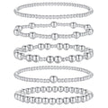 XIANNVXI 5PC Platinum Plated Silver Beaded Bracelet for Women Stretch Elastic Stackable Bead Ball Bracelet Trendy Set Women Dainty Jewelry - color: Silver B