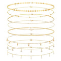 8Pcs Gold Waist Chain Set for Women Sexy Belly Body Chains Pearl Sequin Snake Bead Chains Belt Beach Bikini Jewelry Accessories Set Adjustable for Summer Beach Holiday Party - color: Set 1