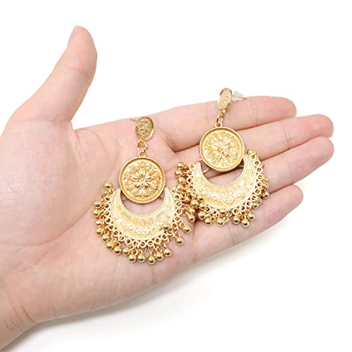 Honbay Bohemian Fashion Earrings National Style Retro Earrings Gypsy Dangle Earrings - color: Gold