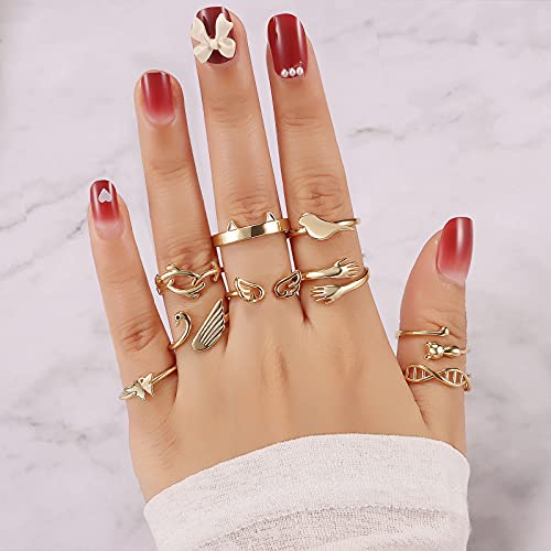 TAMHOO 20 Pcs Adjustable Rings Set for Women - Finger Rings Pack Stackable Rings for Teens- Cute Rings for Teen Girls -in Gold and Silver Tone - color: #1-gold tone