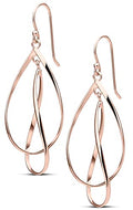 MILLA Teardrop Earrings - Designer Silver Statement Earrings or Gold Dangle Earrings for Women Trendy Upscale Dangly Earrings - color: Double Teardrop / Rose Gold Plated