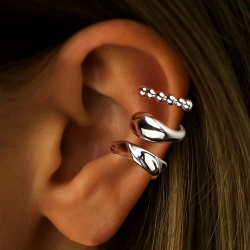 3Pcs Ear Cuffs Non Piercing for Women，14K Gold Plated Hypoallergenic Cuff Earrings Trendy clip Earrings for Women Cartilage Gold Jewelry Gift - color: SL-Ear Cuffs CZ-C