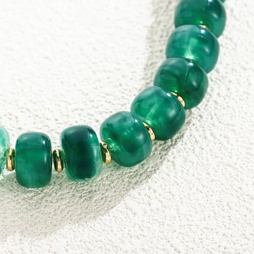 Chunky Beaded Bracelets for Women Boho Multicolor Acrylic Resin Beads Bracelet Adjustable Statement Bracelet Summer Beaded Jewelry - color: Beads bracelet--green