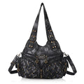 Angel Barcelo Purses for Women Large Shoulder Bag Soft Hobo Bags for Women - color: Black Grey