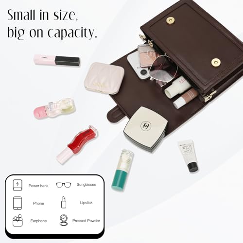 KKXIU Crossbody Bags for Women - Top Handle Purses for Lady, Leather Handbags Shoulder Clutch with Adjustable Shoulder Strap - color: Coffee