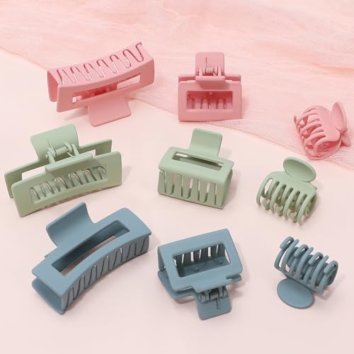 CHANDAT 3 Style Hair Accessories for Women: Medium Rectangle Clips for Thick Hair, Square Clips for Thin Hair - 9 pcs Colorful Set - color: Colorful