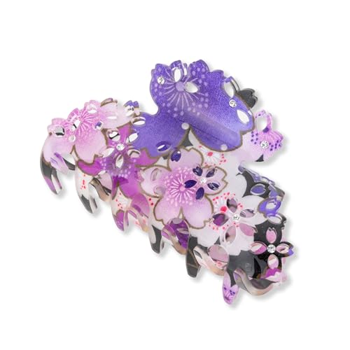 Hair Claw Clip for Women Girls Flower Banana Cute Kawaii Aesthetic Hair Clip for Thick Hair (182SAKURA Medium/Purple) - color: 182SAKURA medium / Purple