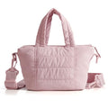 Smasrob Mini Puffer Crossbody Bag for Women with RFID Blocking Pocket, Small Quilted Crossbody Purse with Handles - color: Pink