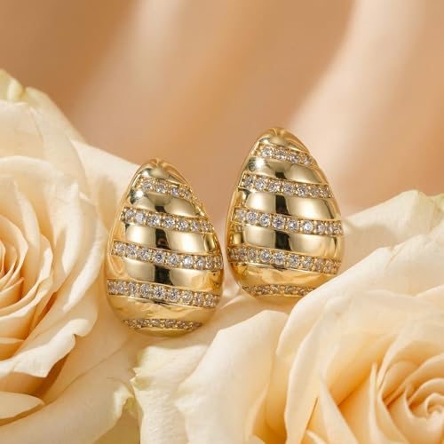 4 Pair Small Gold Hoop Earrings for Women Sensitive Ears - Hypoallergenic 14k Real Gold Plated Hoops Zirconia Cartilage Huggie Earrings Set Helix Piercing Earring Gold Jewelry for Women Gift - color: 1946 Ball Gold