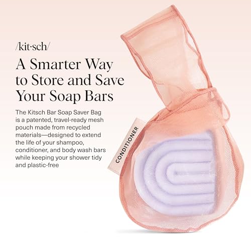 Kitsch Bar Soap Saver Pouch – Patented Mesh Soap Bag for Shampoo and Conditioner Bars - Extends Use & Prevents Soggy Mess - Recycled Beauty Bar Bag, Eco-Friendly - Terracotta - color: Terracotta